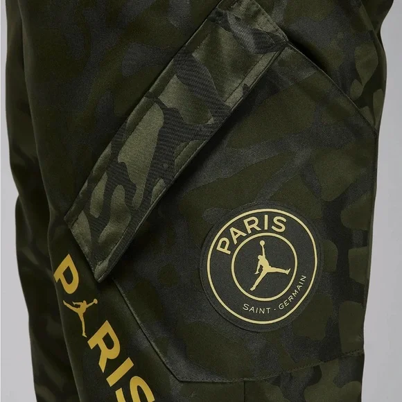 Jordan X Paris Saint-Germain Cargo Pants in Green with Yellow and Black - Picture 2 of 3